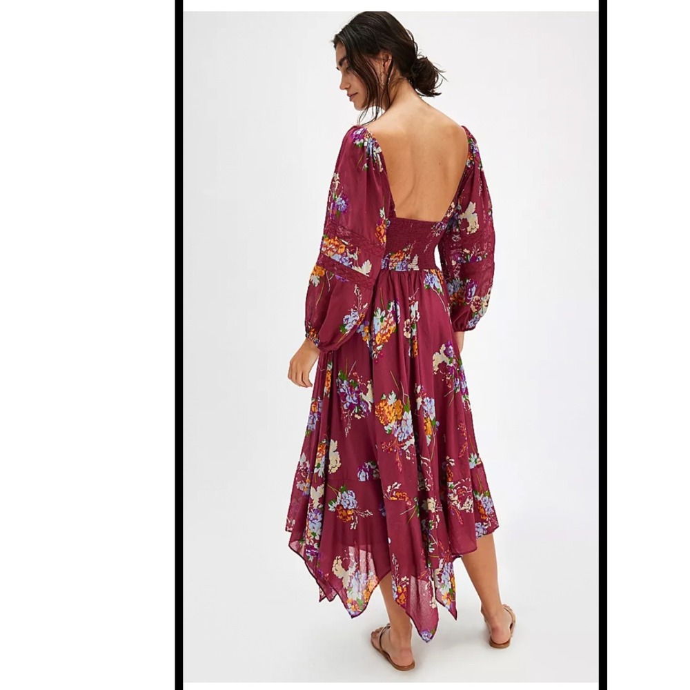 Free People Morning Glory Maxi Dress Small smocked lace boho cowgirl maximalist